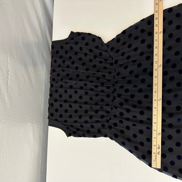 J. Crew Mini Silk Dress Size 6 Black Polka Dot Velvet Fairy Goth Crew Neck - Picture 12 of 12